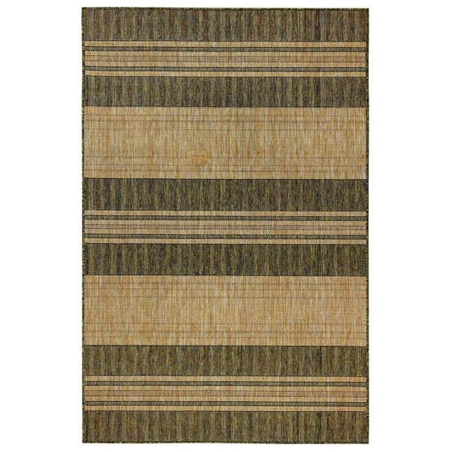 Trans-Ocean Imports CRE69843506 6 ft. 6 in. x 9 ft. 4 in. Liora Manne Carmel Stripe Indoor & Outdoor Rug Wilton Woven Rectangular Rug - Green