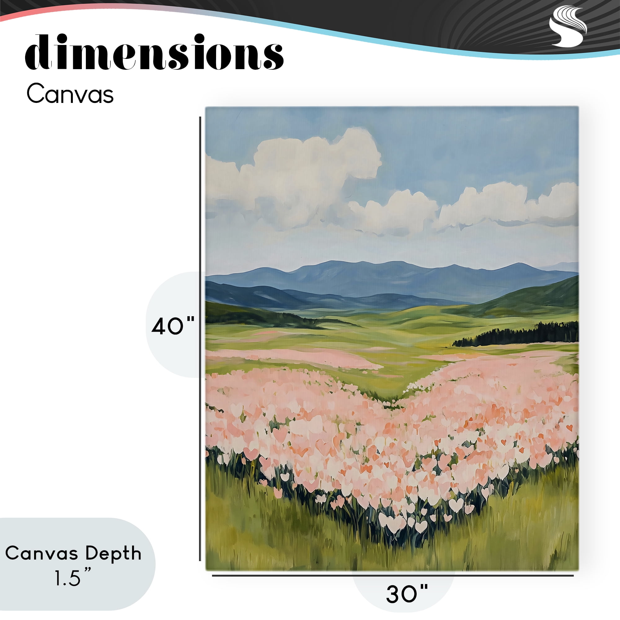 Stupell Industries Heart Shaped Flower Field Canvas Wall Art, design by The Prints Vibe