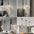 thumbnail image 3 of Deyidn Modern Crystal Pendant Light in Black Mini Dimmable Integrated LED Light Fixtures Metal Rod Ceiling Black Gold Chandelier for Kitchen Island Bedroom Dining Room Bar, 3 of 8