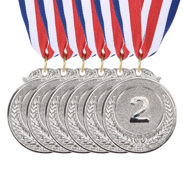Medallas de premio de 2 pulgadas de Uxcell, ganadoras del 2º lugar, estilo con cinta para el cuello, 6 piezas