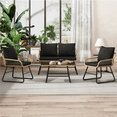 thumbnail image 3 of Renwick 4-Piece Patio Wicker Conversation Set with Loveseat, Table, 2 Chairs, Tan/Black, 3 of 10
