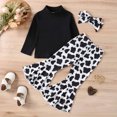 thumbnail image 1 of Tenues de Rentrée Scolaire pour Filles Saint-Valentin Hiver Filles Garçons Coton Col Rond Manches Longues Pantalon Imprimé Vache Bandeau Ensemble Trois Pièces Ensemble de Détente en Solde, 1 of 9