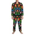 thumbnail image 4 of Kll Roosters And Flowers Sleepwear Mens Flannel Pajamas,Long Cotton Pj Set, 4 of 9