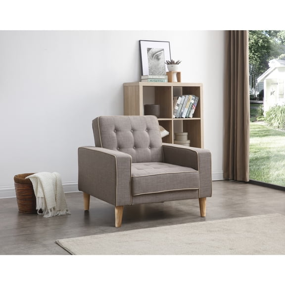 Glory Furniture Andrews Twill Fabric Convertible Chair in Gray