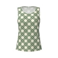 thumbnail image 4 of Xecao Daisy Plaid Green print women's scoop neck, loose-fit workout tank tops for the gym., 4 of 9