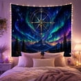 thumbnail image 2 of Golden Compass in Starry Mountain Campsite, Dreamy Celestial for Astronomy Fans, Mystical Night Art Decor, Housewarming Gift Tapestry Wall Hanging for Bedroom and Den, 2 of 7