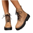 thumbnail image 4 of Busydd Booties for Women Trendy Comfortable Lace up Womens Winter Boots Casual Solid Color Chunky Heel Womens Ankle Boots 9.5, 4 of 9