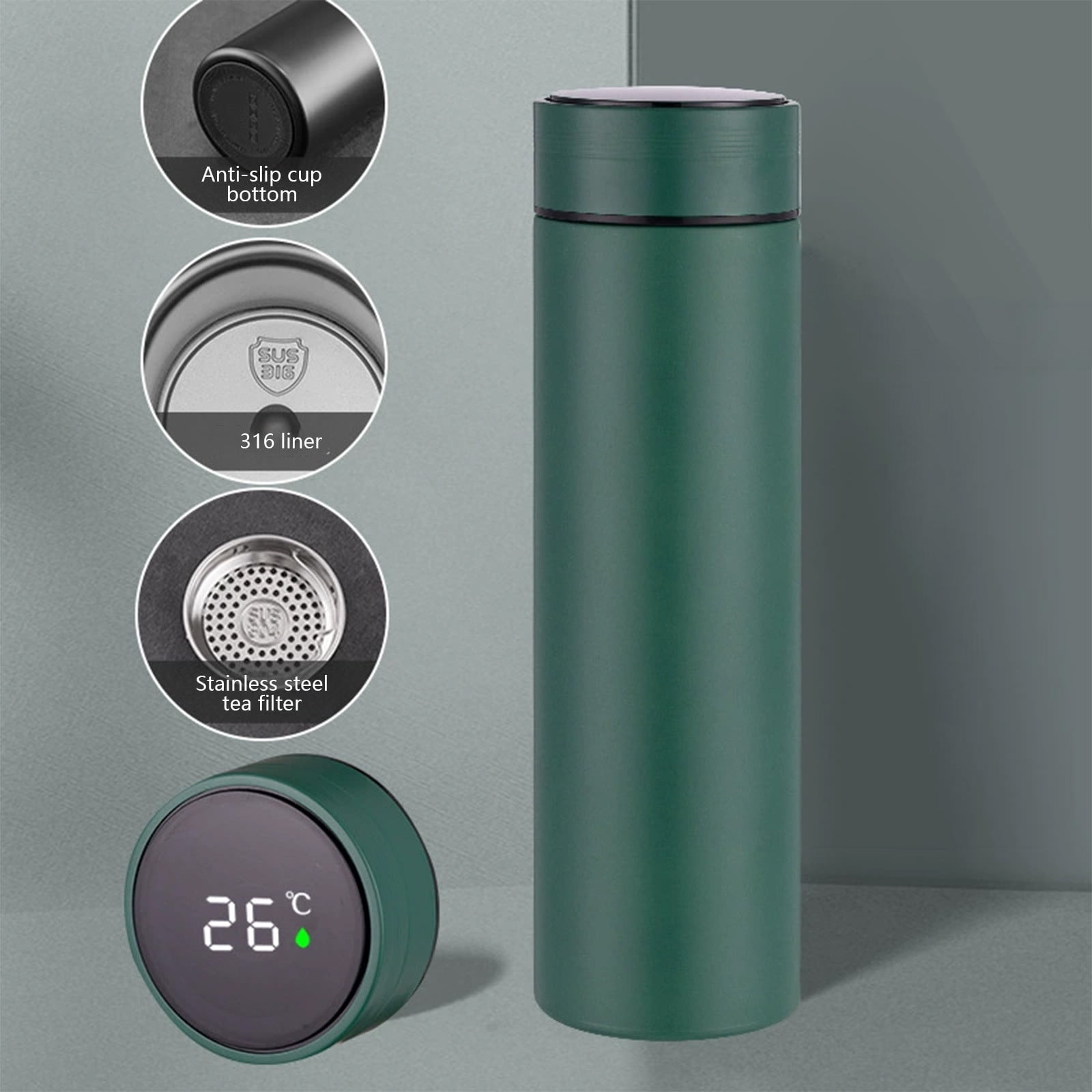 ぞうじルシ Zojirushi Water Bottle, One Touch Open, Stainless Steel, 360ml