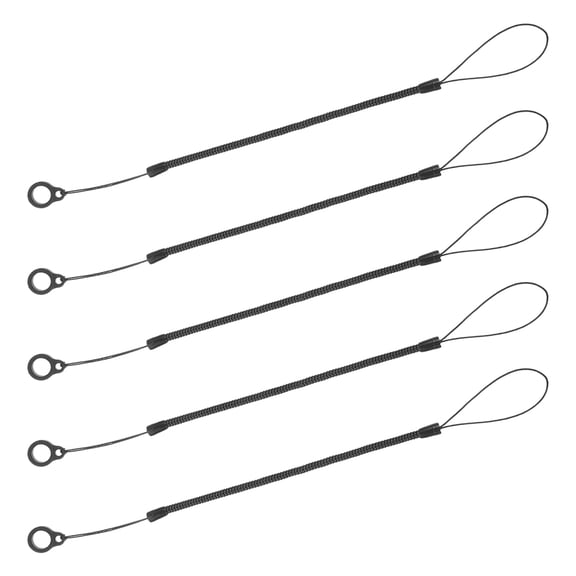 LEORX 5Pcs Black Plastic Spring Pen Tether for Stylus with High Elasticity