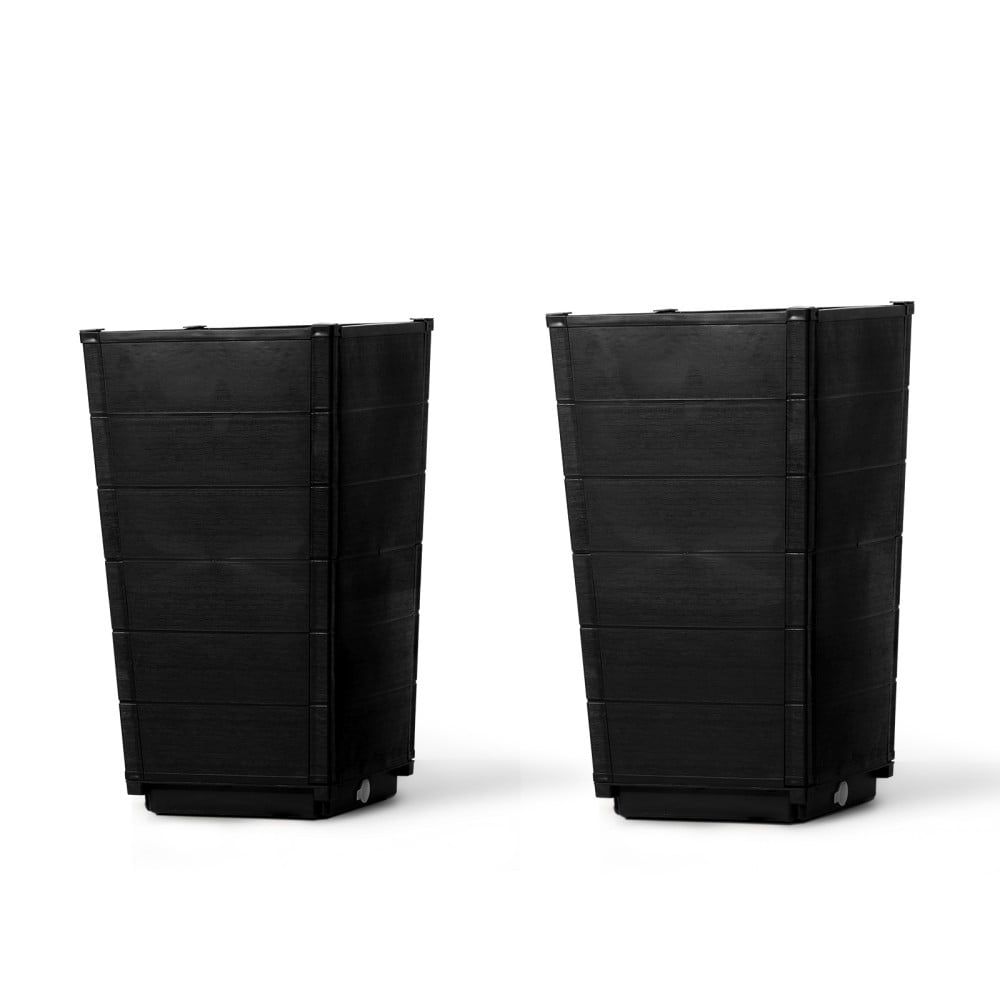 IVV 2-Pack Tall Tree Planters - Plastic Square Tapered Plant Pots for Indoor Outdoor - 22.4" H - Modern Decorative Flower Pots for Front Porch Containers Patio Deck - Dark Brown