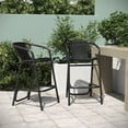 thumbnail image 3 of Emma + Oliver Set of Four Indoor/Outdoor Stacking Thonet Bistro Style Chairs with Arms, Black & White Textilene Seat and LT NAT Bamboo Metal Frame, 3 of 16