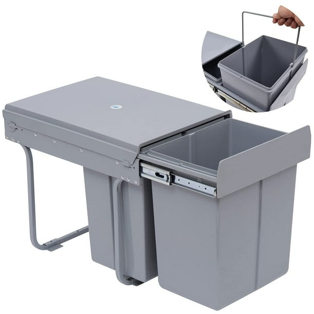 XCHENBI 40 Liter / 10.6 Gallon Dual Pull Out Trash Cans Under