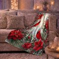 thumbnail image 5 of Winter Cardinals With Red Poinsettias, Naturalistic Winter Botanical Illustration for Bird And Flower Enthusiasts, Christmas Gift, Cozy Flannel Blanket and Home Decor for Living Room and Bedroom, 5 of 7