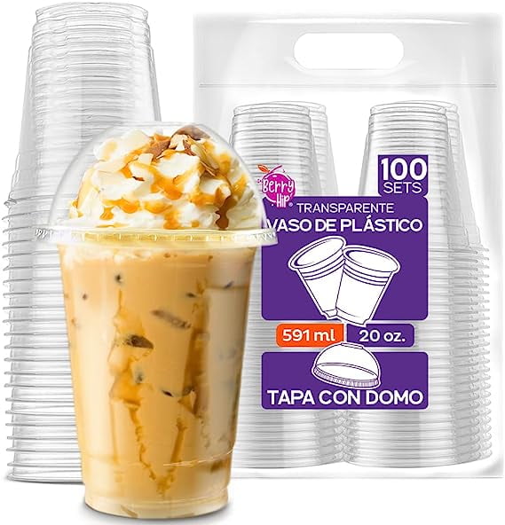 Vasos de Plastico Best Trading 20 oz con Tapa tipo Domo