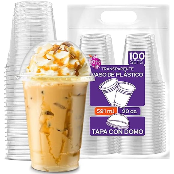 Vasos de Plastico Best Trading 20 oz con Tapa tipo Domo transparentes desechables