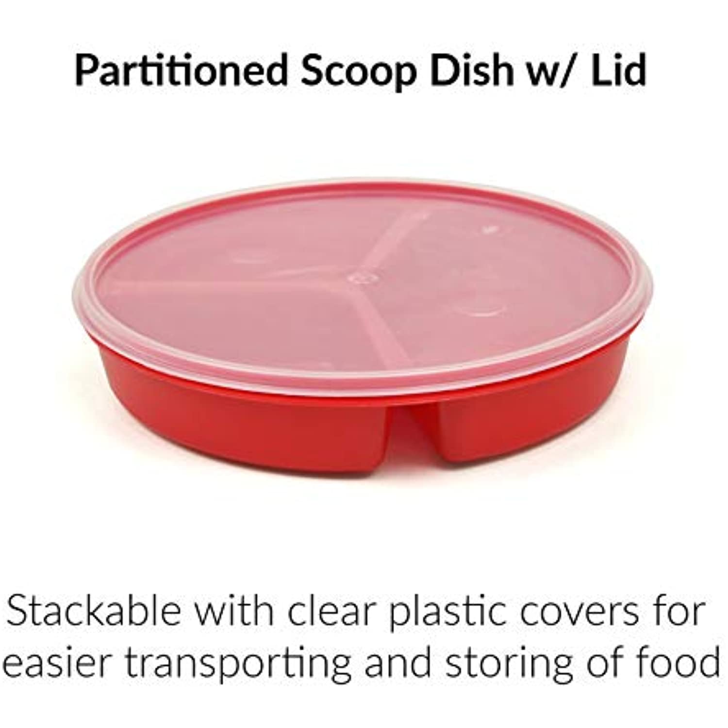 Partitioned Scoop Dish with Lid - Red