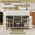 thumbnail image 4 of 85.5 Inch Kitchen Island with Extendable Dining Table, Rolling Kitchen Cart with Power Outlet, 3 Drawers, 2 Doors & Open Shelves, White, 4 of 14