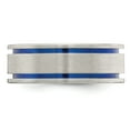 thumbnail image 2 of Edward Mirell Titanium Brushed with Blue Anodized Double Groove Flat 8mm Band EMR218, 2 of 7