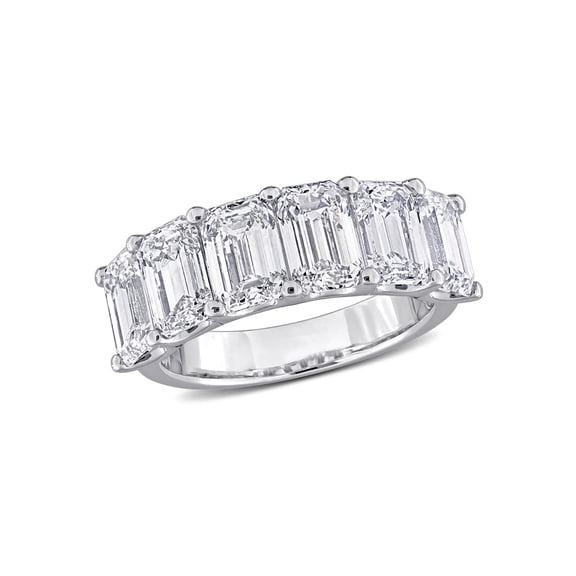 6.00 Carat (Ctw VS1-VS2) Lab-Grown Emerald-Cut Diamond Anniversary Band Ring 14K White Gold for Women