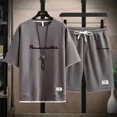 thumbnail image 3 of Traje explosivo llamativo de verano para exteriores para hombre Traje deportivo de moda coreana para hombre Camiseta de manga corta + pantalones cortos deportivos Traje para hombre, 3 of 4