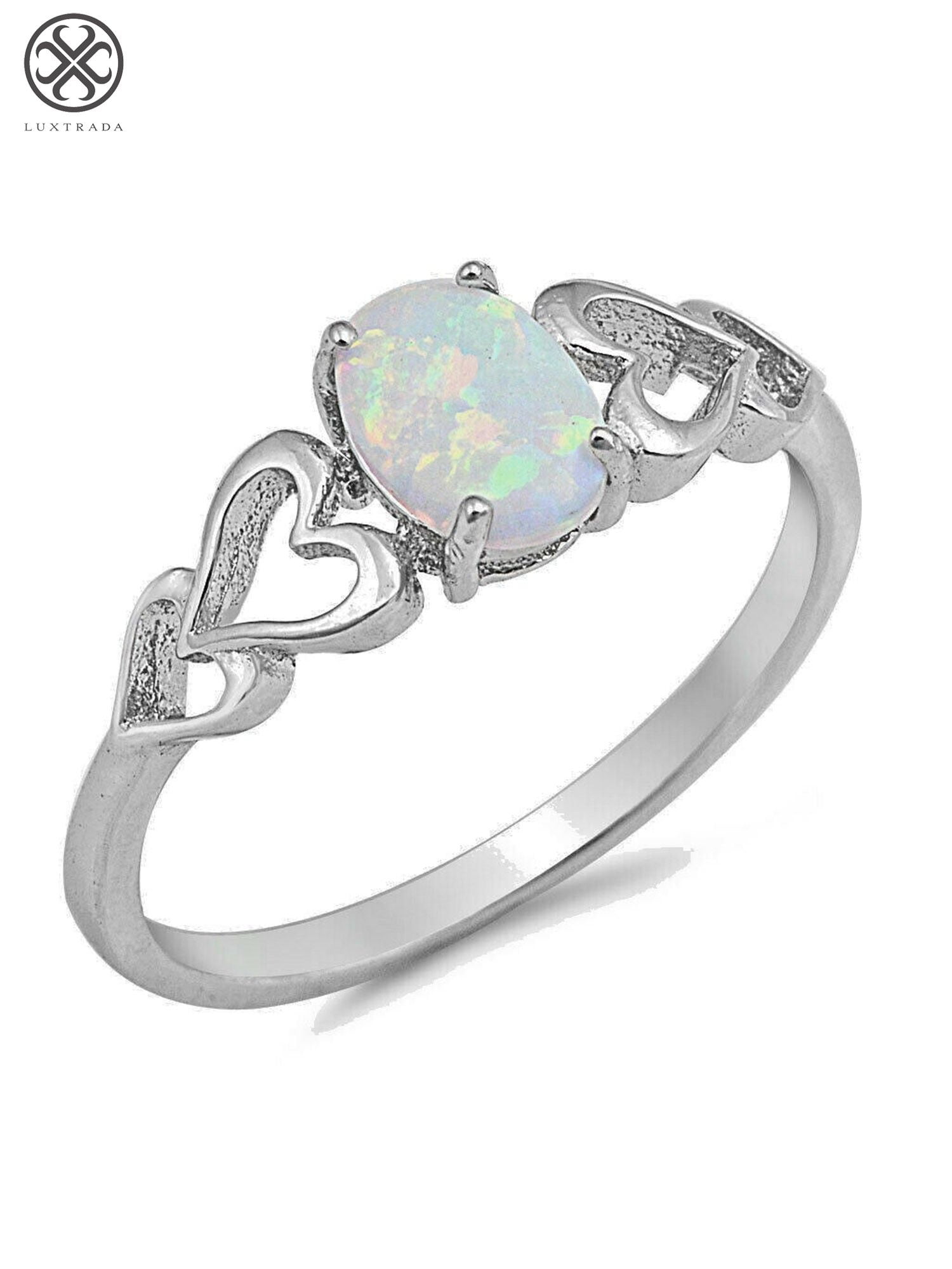 Triple Blue White Pink Lab Opal Ring New .925 Sterling Silver Band Sizes 4-10 