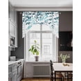 thumbnail image 3 of Teal Blue Leaves Swag Valances for Windows, Small Curtains Drapes, Summer Botanical Kitchen Window Curtains Over Sink Rod Pocket Window Treatment Valance for Bedroom/Bathroom 56"x36", 3 of 5