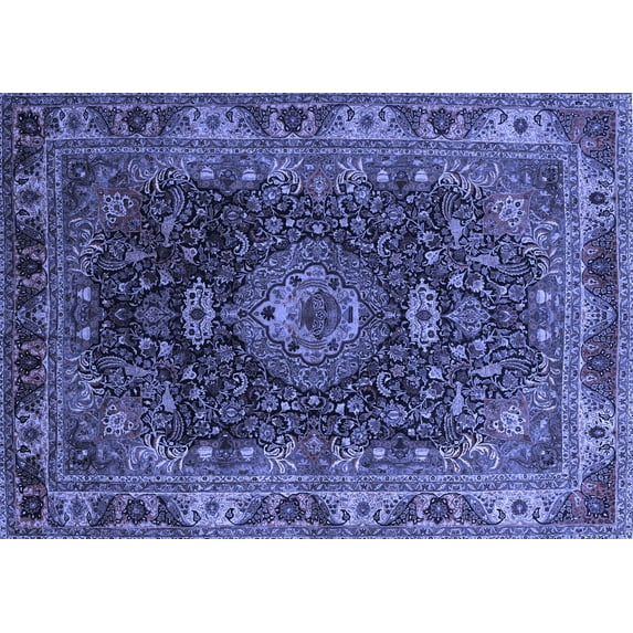Ahgly Company Machine Washable Indoor Rectangle Medallion Blue Traditional Area Rugs, 2' x 4'