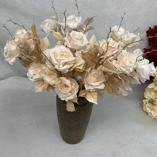 8 flores artificiales de rosas artificiales de seda con tallos, utilizadas para bricolaje, ramo de boda, centro de mesa, decoración del hogar y al aire libre (color champán) Sincero Electrónica