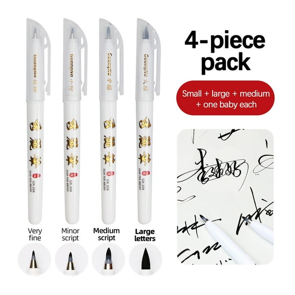 4 Pcs Ink Pen Artist 4 Size Calligraphy Pen for Writing Drawing Chinese Japanese Calligraphy Shodo Brush Ink Pen Fineliner Pens Calligraphy Set for Beginners