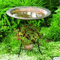 Ancient Graffiti Steel Bird Baths and Stands, Pack of 2