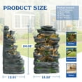thumbnail image 6 of Magic Union 7-Tier Cascading Rock Water Fountain, 24" H Outdoor Freestanding Fountain with LED Lights and Pump, Outdoor Garden Waterfall Decor for Patio, Yard and Deck Decor, Natural Stone Look, 6 of 9