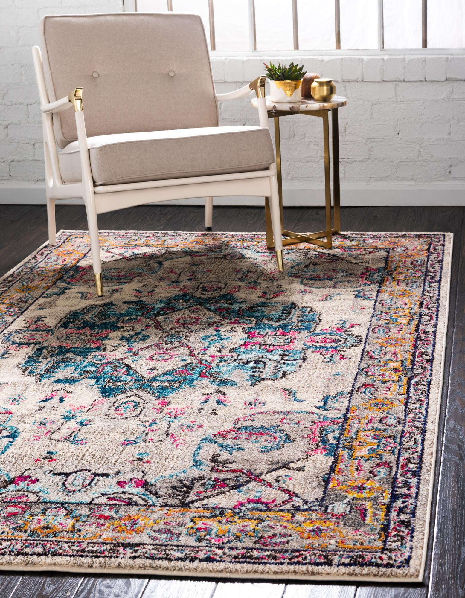 Fleur Collection Rug 10' x 16' Beige MediumPile Rug Perfect For Living Rooms, Large