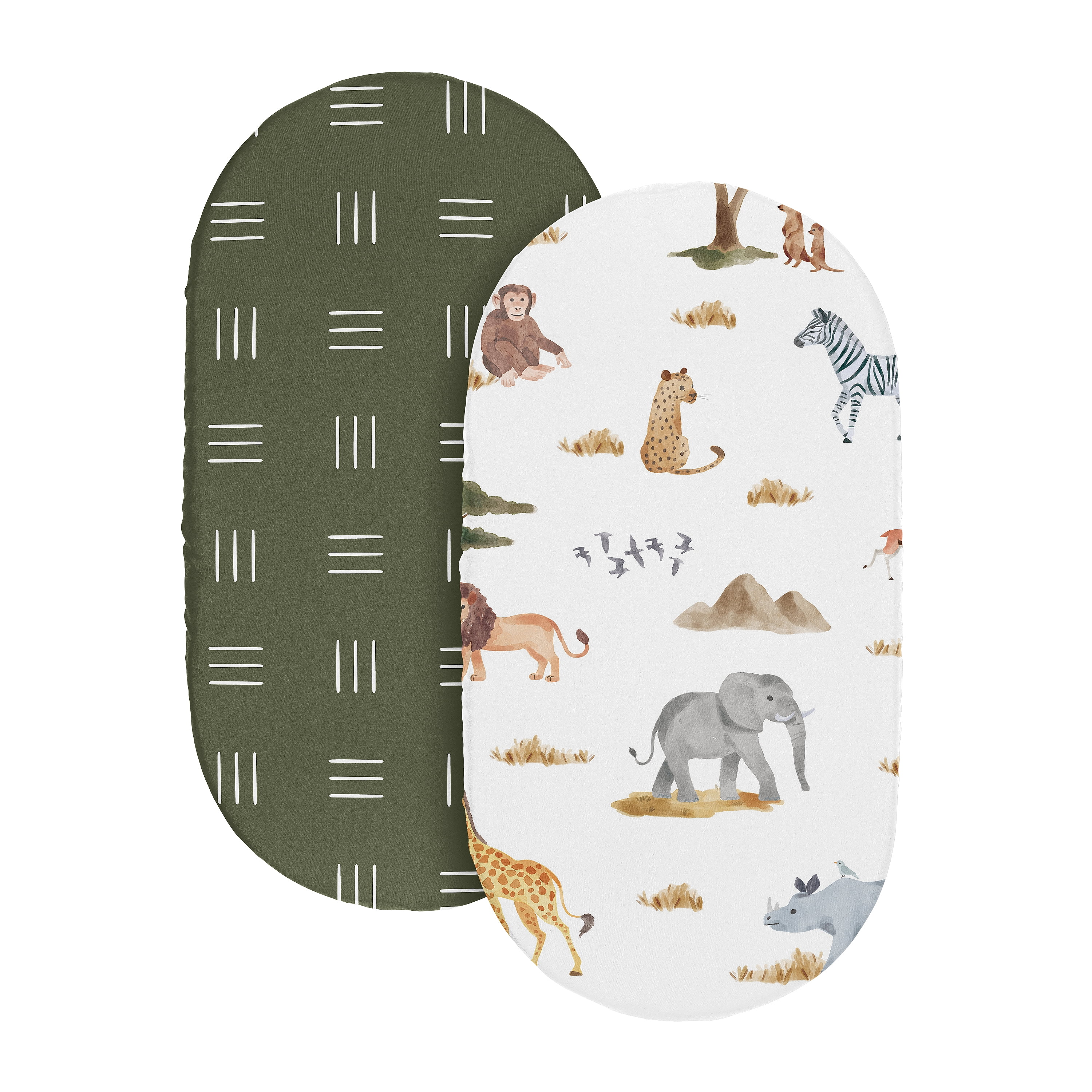 Sweet Jojo Designs Jungle Multicolor Baby Bassinet Fitted Sheets 2 Piece Set