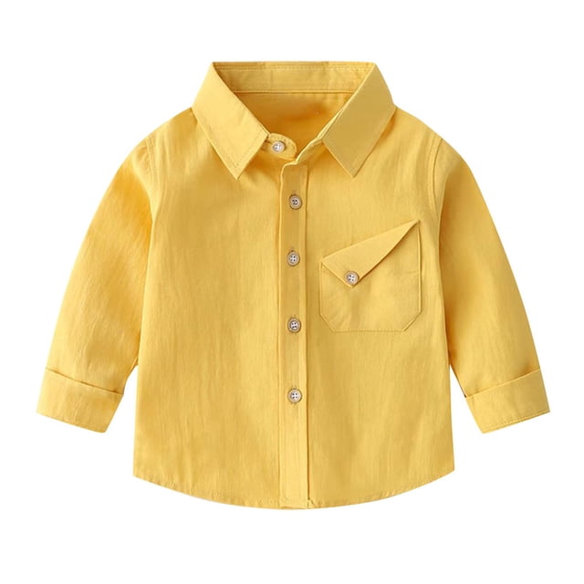 YUNAFFT Chemise à Manches Longues pour Enfants Couleur Unie Col Rabattu Haut Polyvalent Classique Décontracté