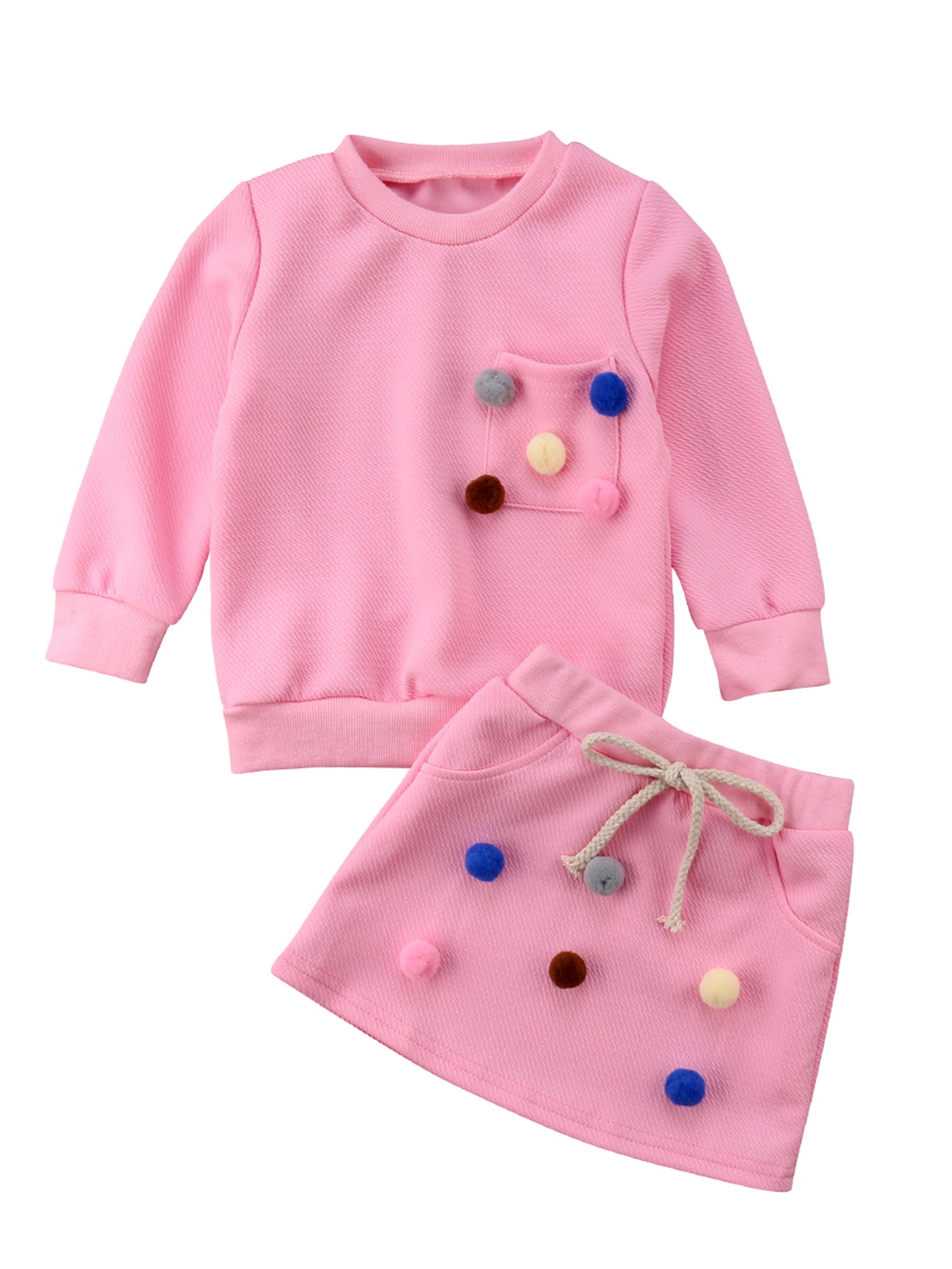 Pudcoco Pudcoco Toddler Baby Girls Sweatshirt Hoodie+Skirts Outfits