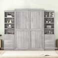 thumbnail image 2 of Harper & Bright Designs Full Size Murphy Bed with Storage Shelves and Drawers, Wood Cabinet Beds Foldable Wall Bed Frame for Guest Room Home Office, Gray, 2 of 14