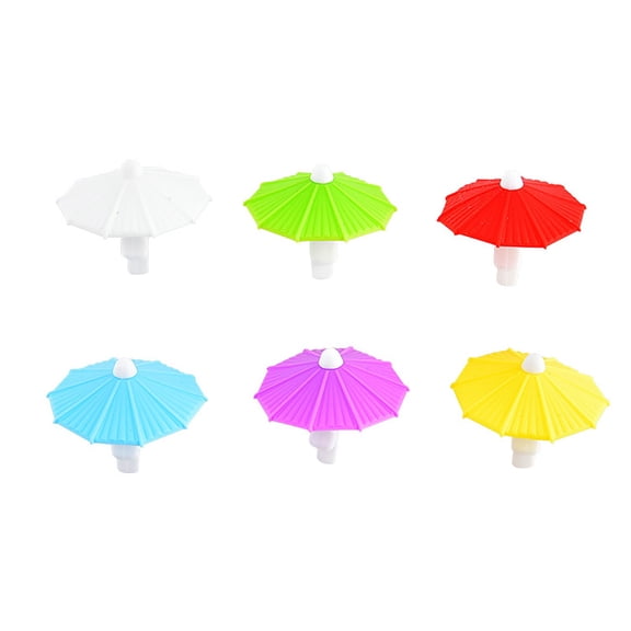 6 Pack Cute Umbrella Silicone Glass Charms, Drink Cup Markers Glass Identifiers for Party Bar Table Decor
