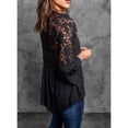 thumbnail image 4 of Uhndy Women's Blouses Lace Crochet V Neck Bell Sleeve Button Down Shirts Casual Loose Tops-LQ, 4 of 6