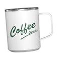 thumbnail image 1 of Taza térmica para café, senderismo, portátil, 430 ml, para picnic, con asa Blanco, 1 of 9
