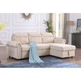 thumbnail image 2 of Ashton Beige Velvet Fabric Reversible Sleeper Sectional Sofa Chaise, 2 of 5