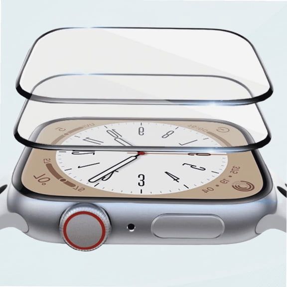 2 pack Apple Watch Series 8/7 45mm 41mm Tempered Glass Screen Protector, (New Version) Full Screen Coverage Bubble Free Anti-Scratch HD Waterproof Film for iwatch Series 8/7 (45mm Black)