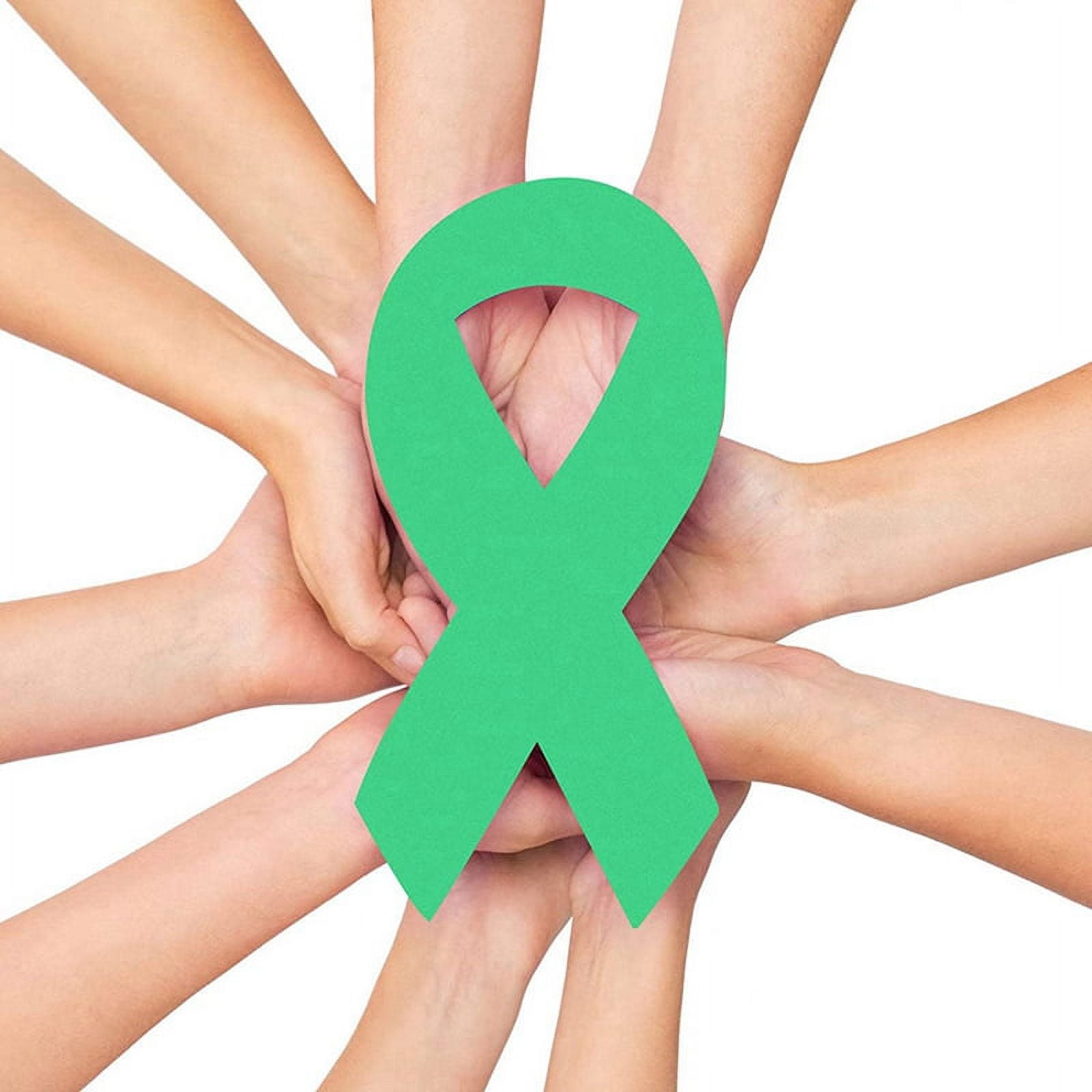 400 Pieces Awareness Ribbon Satin Ribbon Lapel Pins Fabric Ribbons with Pins for Women Men (Green)