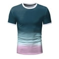 thumbnail image 3 of kpoplk Male Summer Casual Print T Shirt Blouse Round Neck Short Sleeve Tops Tshirt Fashion Tunic(Green,M), 3 of 5
