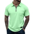 thumbnail image 2 of Dresfit Mens Polo Quarter Zip Shirts Big and Tall Short Sleeve Collared Tees 2026 Summer Lapel Work Shirt Chest Pocket Breathable Business T-Shirt Mint Green 2XL, 2 of 6