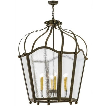 

Meyda 155140 33 in. Citadel 6 Light Pendant Organic Rust & Clear Seedy Glass
