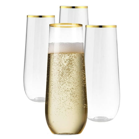 

(4 Pieces Of 9oz Wine Glasses With A Single Capacity Of 270ml) Gold-Rimmed Plastic Wine Glasses Creative Champagne Glasses Juice Ice Cream Glasses