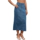 thumbnail image 4 of Falda de mezclilla Miaxi Inspire Chic para mujeres, de cintura alta, con puntos suizos, abertura trasera, falda de columna casual, tamaño M azul, 4 of 6