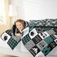 thumbnail image 4 of Homewish Happy Camping Queen Comforter Set,Camper Theme Bedding Sets,Patchwork Geometric Plaid Bedding Comforter Set For Children,Microfiber Bedroom Decor Reversible,3pcs, 4 of 8