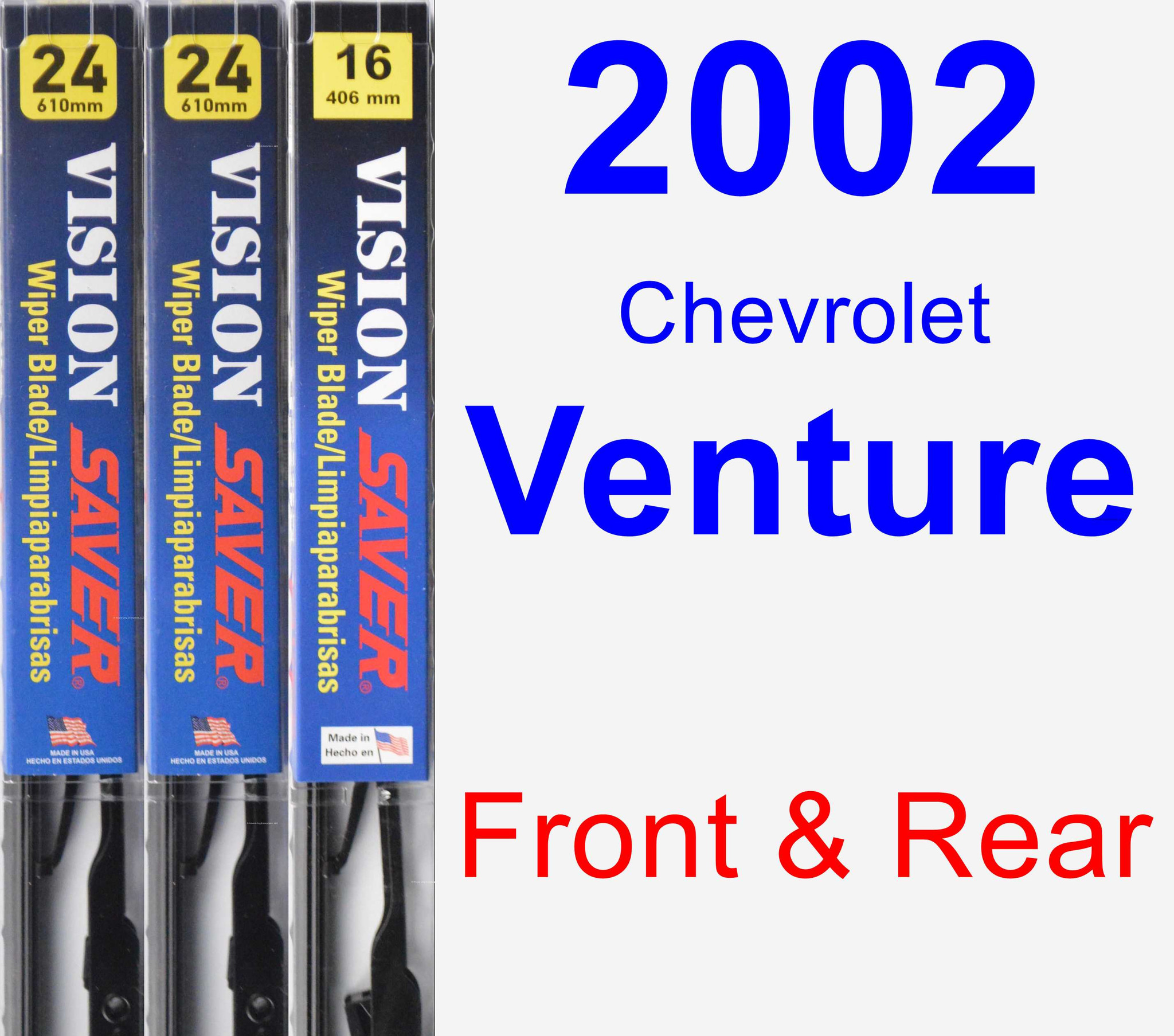 2002 Chevrolet Venture Wiper Blade Set/Kit (Front & Rear) (3 Blades