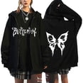 thumbnail image 4 of Sudadera con capucha y cremallera para mujer, jersey con estampado de mariposas, Top de manga larga con estampado de otoño a la moda, 4 of 4